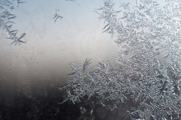 snow pattern on the glass from frost