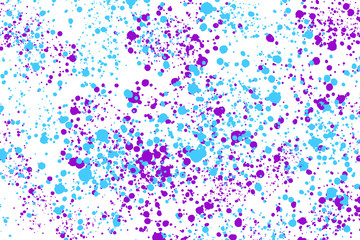 Fototapeta na wymiar Neon cyan and purple paint splashes on white background. Abstract texture for web-design, digital printing or concept design.