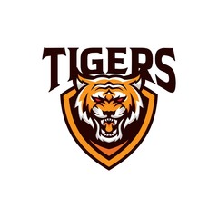 Obraz premium Roaring tiger logo design vector illustration
