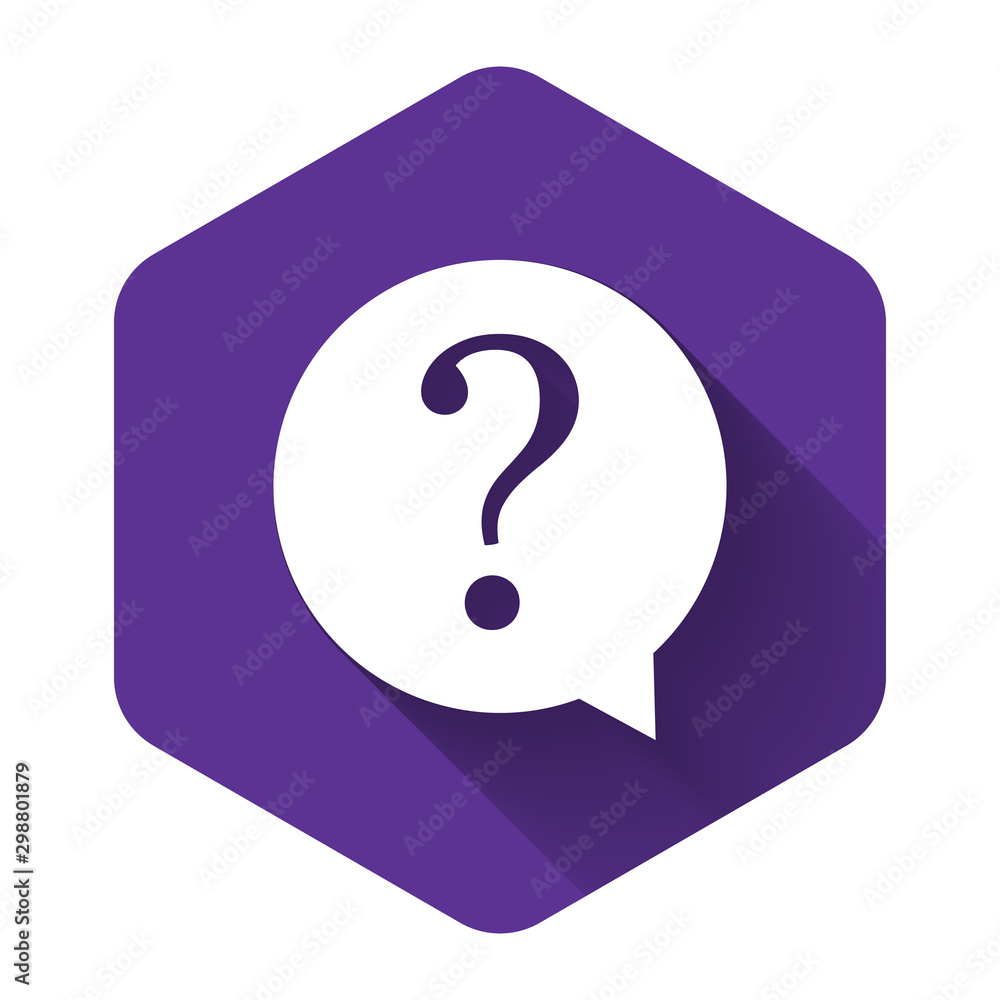 Poster white question mark in circle icon isolated with long shadow. hazard warning symbol. faq sign. copy 