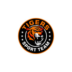 Roaring tiger logo design vector illustration