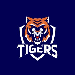 Roaring tiger logo design vector illustration