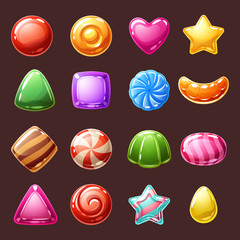 Colorful candies sweets icons vector illustration.