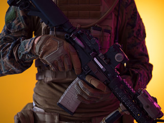 soldier yellow background