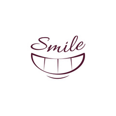 Smile icon template design. Smiling emoticon vector isolated logo illustration on white background. Face line art style. Smiling Cartoon Funny Face With Smiley Expression.