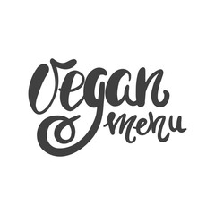 Vegan menu. Hand lettering brush and ink for a market or grocery store of vegetarian food