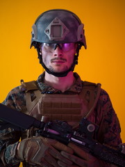 soldier yellow background