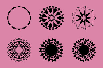 Different abstract geometric design element set. Vector illustration.