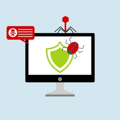 Ransomware malware wannacry risk symbol hacker cyber attack concept computer virus infection infographic. Vector online hacker risk illustration