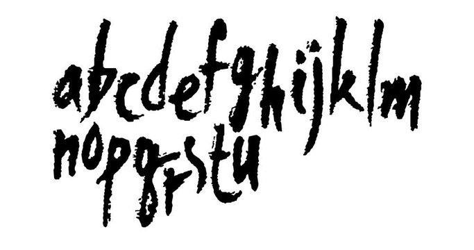 Animated high resolution hand written lowcase letters latin alphabet. Black and white for custom use.