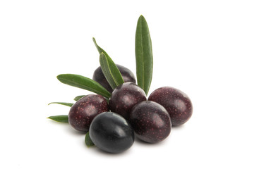 olives with leaves isolated
