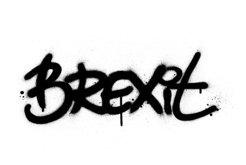 graffiti brexit word sprayed in black over white