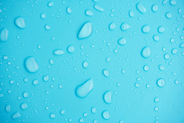 Water drops on blue background.