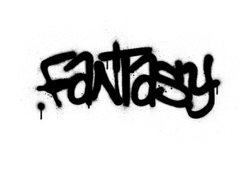 Fototapeta premium graffiti fantasy word sprayed in black over white