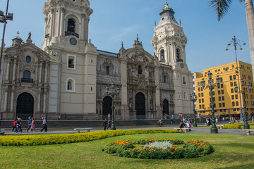Fototapeta premium Facade of Cathedral of Lima (Peru)