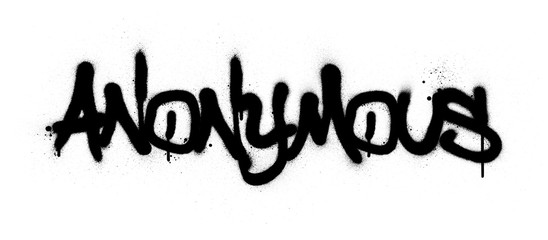 graffiti anonymous word sprayed in black over white