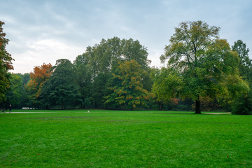 Beautiful autumn scene in Rotterdam city park, Netherlands.