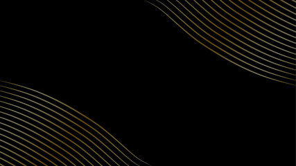 Vector black luxury background for web. Golden waves on a gradient background