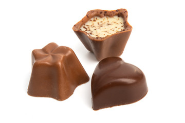 swiss chocolate candies isolated