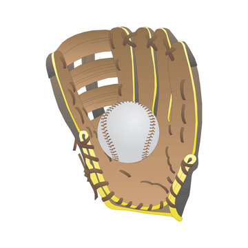 Baseball ball in the catcher's mitt