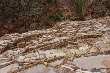 Salt ponds in Maras (Peru) - town is well known for its salt evaporation ponds