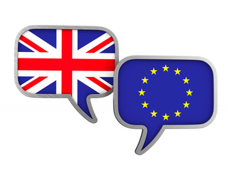 flag EU and  Great Britain on white background. Isolated 3D illustration