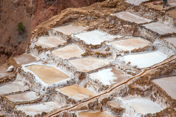 Salt ponds in Maras (Peru) - town is well known for its salt evaporation ponds