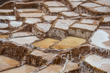 Salt ponds in Maras (Peru) - town is well known for its salt evaporation ponds