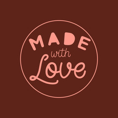 Hand drawn knitting logo. The inscription: Made with love. Perfect design for greeting cards, posters, T-shirts, banners, print invitations.