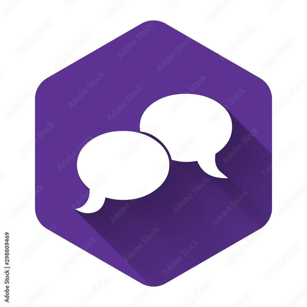 Poster white blank speech bubbles icon isolated with long shadow. faq sign. copy files, chat speech bubble 