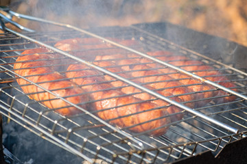 Sausages on the grill