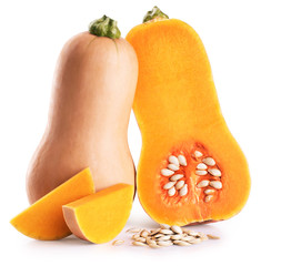 Butternut squash isolated on white background.