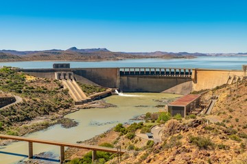 Gariep dam during a drought in the Free state province of South Africa.