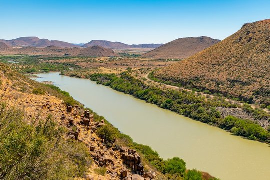 Gariep dam during a drought in the Free state province of South Africa.