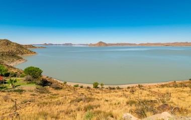 Gariep dam during a drought in the Free state province of South Africa.