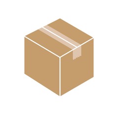 Box, Package, Parcel Isolated Flat Web Mobile Icon / Vector Sign Symbol Button Element Silhouette