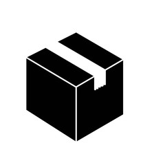 Box, Package, Parcel Isolated Flat Web Mobile Icon / Vector Sign Symbol Button Element Silhouette