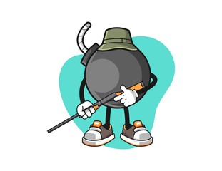 Bomb hunter cartoon. Mascot Character vector.