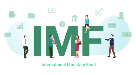 imf international monetary fund concept with big word or text and team people with modern flat style - vector