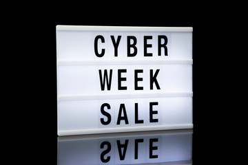 Cyber week sale text on lightbox