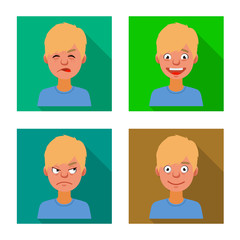 Vector design of face and boy logo. Set of face and young stock symbol for web.