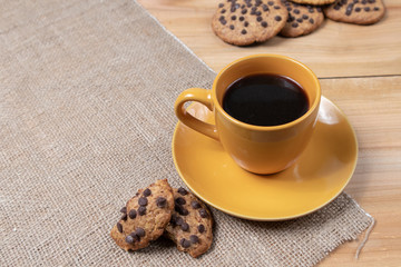 homemade chocolate chip cookies a cup of black coffee flavored baking craft