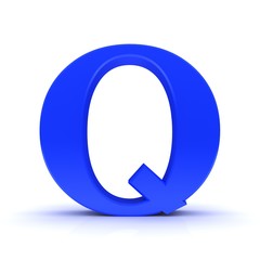 Q letter blue sign 3d