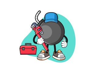 Bomb plumber cartoon. Mascot Character vector.