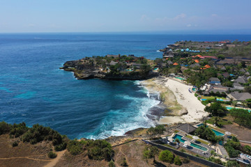 Coast of mediterranean sea, resorts of Lembongan Island, Bali.