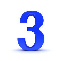 3 three number 3d blue sign figure numeral