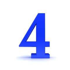 4 four number 3d blue sign figure numeral