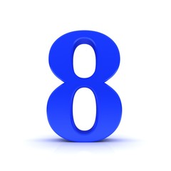 8 eight number 3d blue sign figure numeral