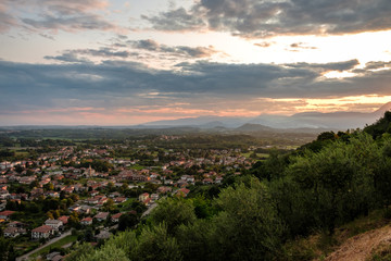 Stormy sunset in the italian countryside