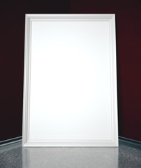 Empty billboard on red wall